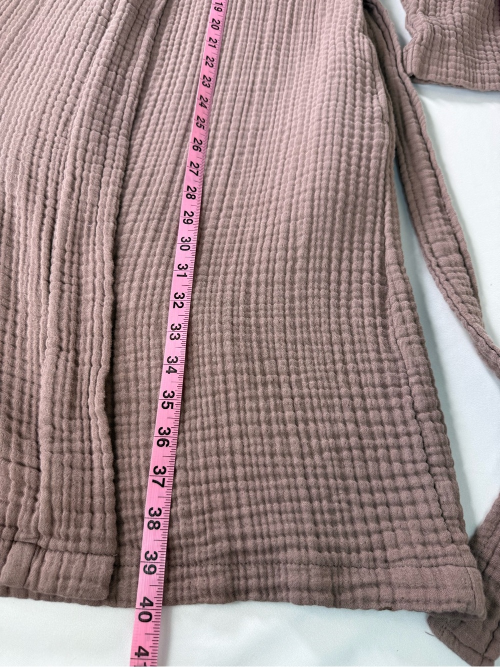 Parachute Robe Waffle Textured Cotton Gauze Kimono Belted 3/4 Sleeve SMALL EUC - Picture 16 of 16